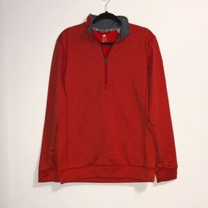adidas men's medium red 1/4 zip fleece